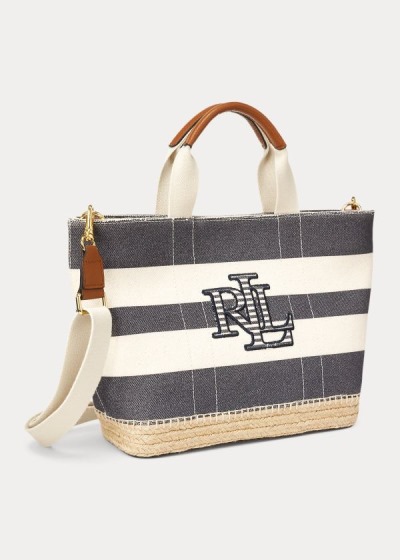 Bolsos De Mano Ralph Lauren Mujer Azul Marino Rayas - Striped Canvas Small - HTWBY0642